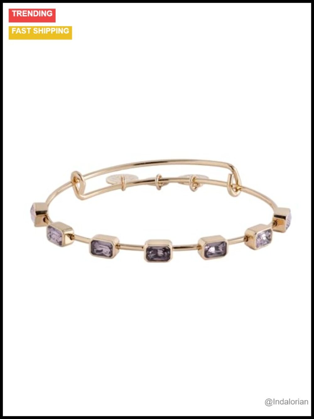 Emerald Cut Birthstone Bangle Adjustable Nickel-Free Bracelet Stackable